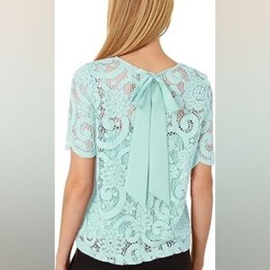 Nanette Lepore Lace Top & Cami Twin Set Women’s S Mint Scalloped Tie-Back Bow